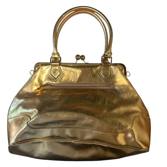 Y2K Betsey Johnson Gold Weekender Duffle Clutch GUC - Picture 1 of 7